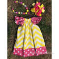 hot pink polka dot yellow chevron pillow dress girl dress peasant dress Vintage Dress for Girls European